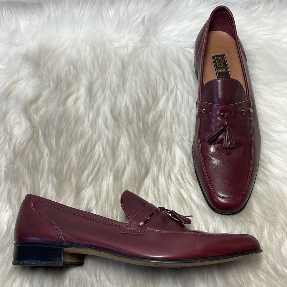 French Shriner Bordeaux Leather Tassel Loafers‎ Sz 10.5